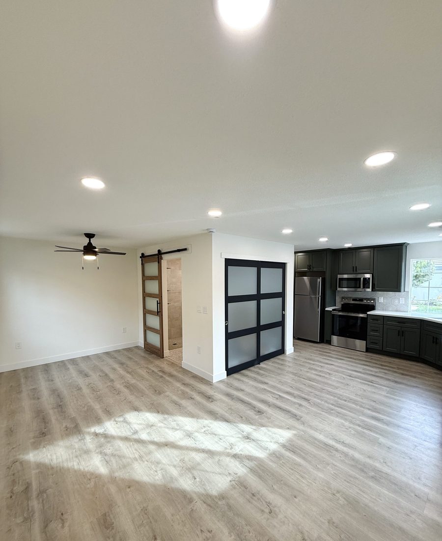 Completed ADU interior in Roseville, CA